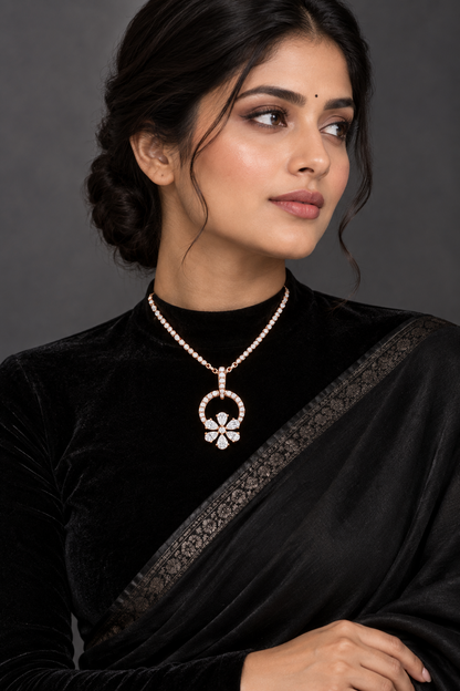 Diamond Pendant indian,South Indian jewelry,Pure silver diamond pendent,swarovski Pendent,Indian Wedding Jewelry -NIHIRA-SHABURIS