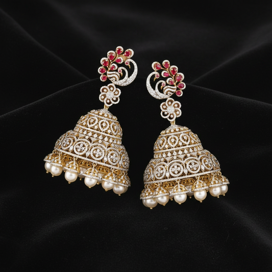 Polki Studs Polki Earrings Cocktail Earrings Diamond Studs Diamond Earrings Simple Studs Pearl Studs 925 Silver Earrings Silver Jewelry - SHABURIS