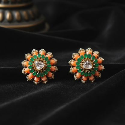 Polki Studs Polki Earrings Cocktail Earrings Diamond Studs Diamond Earrings Simple Studs Pearl Studs 925 Silver Earrings Silver Jewelry - SHABURIS