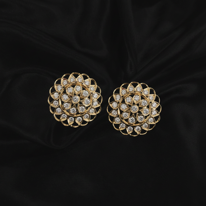 Polki Studs Polki Earrings Cocktail Earrings Diamond Studs Diamond Earrings Simple Studs Pearl Studs 925 Silver Earrings Silver Jewelry - SHABURIS