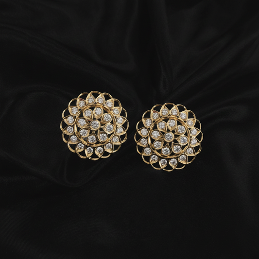 Polki Studs Polki Earrings Cocktail Earrings Diamond Studs Diamond Earrings Simple Studs Pearl Studs 925 Silver Earrings Silver Jewelry - SHABURIS