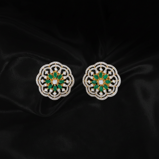 Polki Studs Polki Earrings Cocktail Earrings Diamond Studs Diamond Earrings Simple Studs Pearl Studs 925 Silver Earrings Silver Jewelry - SHABURIS