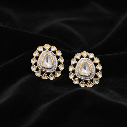 Polki Studs Polki Earrings Cocktail Earrings Diamond Studs Diamond Earrings Simple Studs Pearl Studs 925 Silver Earrings Silver Jewelry - SHABURIS