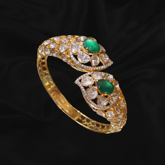 Polki bangle Pure Silver jewelry Indian ,diamond bangles ,Indian gold jewelry designs moissanite jewelry look a like  - SHABURIS