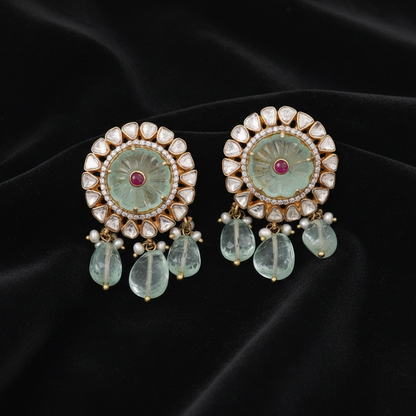 Polki Studs Polki Earrings Cocktail Earrings Diamond Studs Diamond Earrings Simple Studs Pearl Studs 925 Silver Earrings Silver Jewelry - SHABURIS