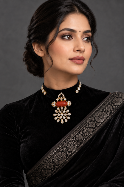 Coral pendant bead jewelry gemstone jewelry polki diamond emerald necklace pure silver jewelry south indian gold jewelry sets -SHABURIS