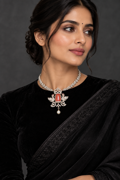 Coral pendant bead jewelry gemstone jewelry polki diamond emerald necklace pure silver jewelry south indian gold jewelry sets -SHABURIS