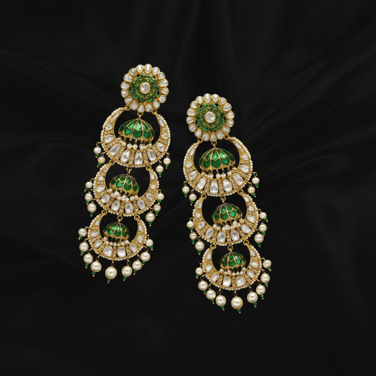 Polki Studs Polki Earrings Cocktail Earrings Diamond Studs Diamond Earrings Simple Studs Pearl Studs 925 Silver Earrings Silver Jewelry - SHABURIS