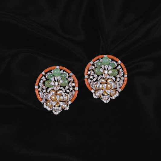 Polki Studs Polki Earrings Cocktail Earrings Diamond Studs Diamond Earrings Simple Studs Pearl Studs 925 Silver Earrings Silver Jewelry - SHABURIS