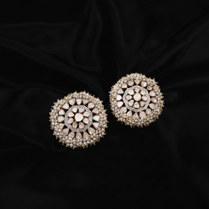 Polki Studs Polki Earrings Cocktail Earrings Diamond Studs Diamond Earrings Simple Studs Pearl Studs 925 Silver Earrings Silver Jewelry - SHABURIS