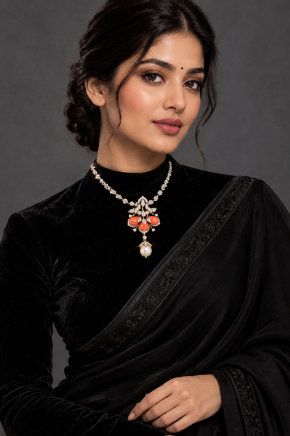 Coral pendant bead jewelry gemstone jewelry polki diamond emerald necklace pure silver jewelry south indian gold jewelry sets -SHABURIS