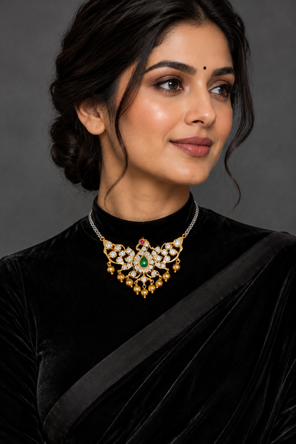Ruby pendant bead jewelry gemstone jewelry polki diamond emerald necklace pure silver jewelry south indian gold jewelry sets -SHABURIS