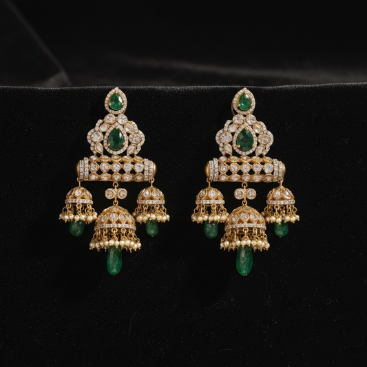 Polki Studs Polki Earrings Cocktail Earrings Diamond Studs Diamond Earrings Simple Studs Pearl Studs 925 Silver Earrings Silver Jewelry - SHABURIS