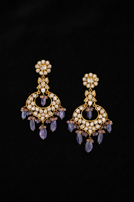 Polki Studs Polki Earrings Cocktail Earrings Diamond Studs Diamond Earrings Simple Studs Pearl Studs 925 Silver Earrings Silver Jewelry - SHABURIS