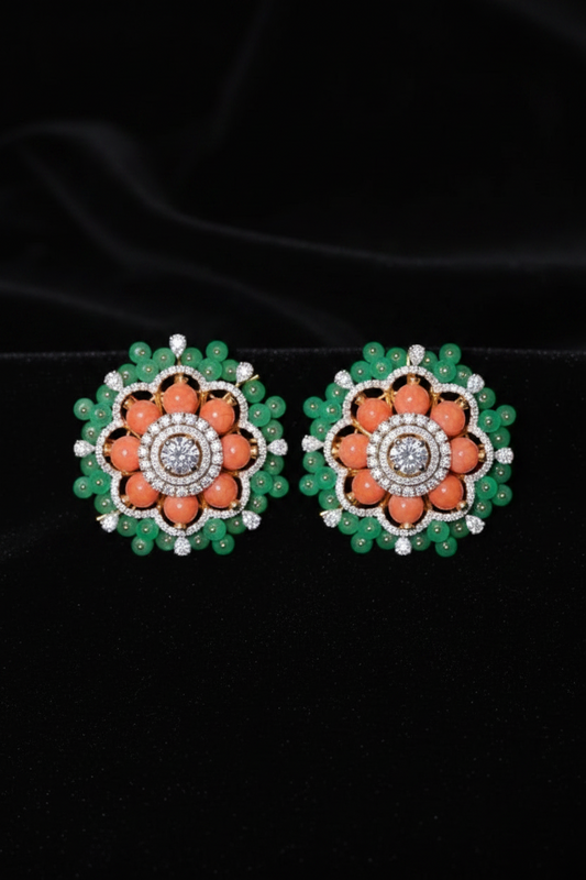 Polki Studs Polki Earrings Cocktail Earrings Diamond Studs Diamond Earrings Simple Studs Pearl Studs 925 Silver Earrings Silver Jewelry - SHABURIS