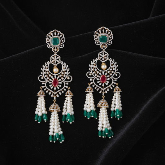 Polki Studs Polki Earrings Cocktail Earrings Diamond Studs Diamond Earrings Simple Studs Pearl Studs 925 Silver Earrings Silver Jewelry - SHABURIS