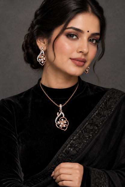 Diamond Jewelry,Pure Silver jewelry Indian ,pendant Jewelry,diamond pendant,Indian Bridal,Indian Wedding Jewelry-NIHIRA-SHABURIS