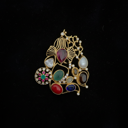 Ganesh pendant silver jewelry antique jewelry temple jewelry collection indian jewelry gifts jewelry sets gold look a like -NIHIRA-SHABURIS