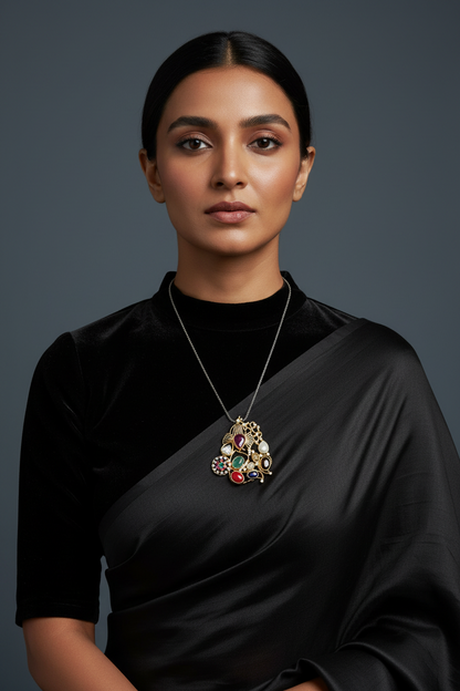 Ganesh pendant silver jewelry antique jewelry temple jewelry collection indian jewelry gifts jewelry sets gold look a like -NIHIRA-SHABURIS