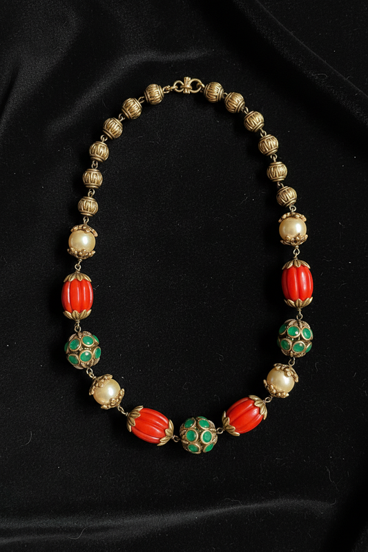 Coral Necklace Polki Necklace 925 Silver Jewelry 925 Silver Necklace -SHABURIS