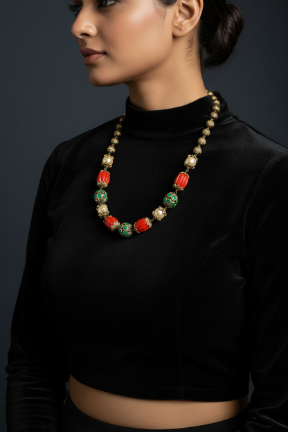 Coral Necklace Polki Necklace 925 Silver Jewelry 925 Silver Necklace -SHABURIS