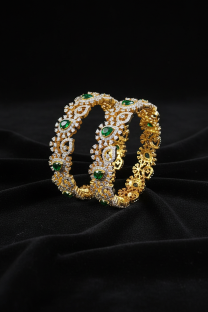 Diamond Bangles,South Indian Jewelry,silver indian Bangles,pure silver Swaroski Bangles,Indian Wedding Jewelry -NIHIRA-SHABURIS