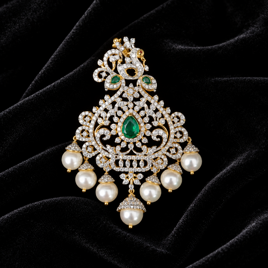 Swarovski pendant,swarovski chain,sabyasachi jewelry inspired Traditional indian Jewelery,Polki haram,Pure silver jewelry-NIHIRA