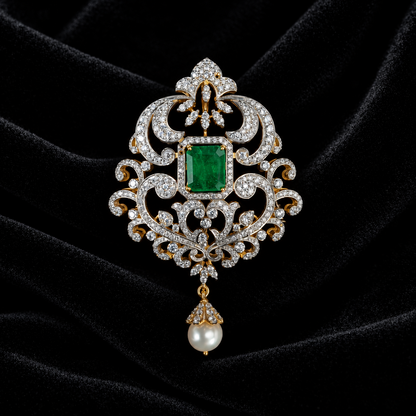 Swarovski pendant,swarovski chain,sabyasachi jewelry inspired Traditional indian Jewelery,Polki haram,Pure silver jewelry-NIHIRA