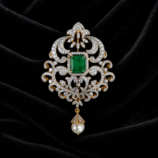 Swarovski pendant,swarovski chain,sabyasachi jewelry inspired Traditional indian Jewelery,Polki haram,Pure silver jewelry-NIHIRA
