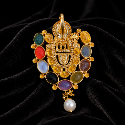 Lord balaji pendant Pure Silver Jewellery,Navaratan Balaji Pendent,Big Indian studs,Indian Bridal,Indian Wedding Jewelry-NIHIRA-SHABURIS