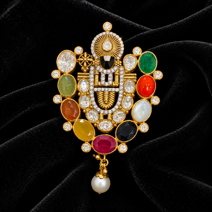 Lord balaji pendant Pure Silver Jewellery,Navaratan Balaji Pendent,Big Indian studs,Indian Bridal,Indian Wedding Jewelry-NIHIRA-SHABURIS