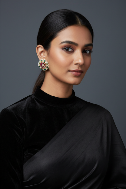 Polki Studs Polki Earrings Cocktail Earrings Diamond Studs Diamond Earrings Simple Studs Pearl Studs 925 Silver Earrings Silver Jewelry - SHABURIS
