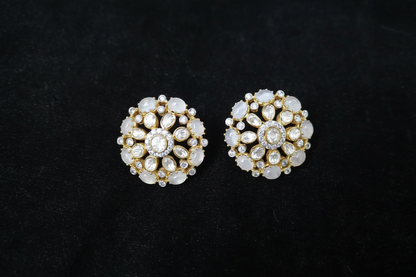 Polki Studs Polki Earrings Cocktail Earrings Diamond Studs Diamond Earrings Simple Studs Pearl Studs 925 Silver Earrings Silver Jewelry - SHABURIS