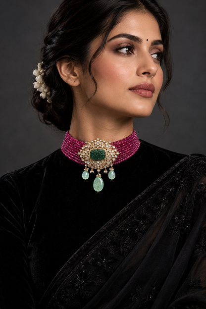 Polki Jewelry,Pure Silver Jewellery Indian ,polki necklacd,Navaratan Necklace,Indian Bridal,Sabyasachi Jewelry inspired NIHIRA-SHABURIS