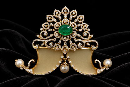 Diamond Pendant,Pure Silver Jewellery Indian ,puli goru pendant,diamond Necklace,Indian Bridal,Indian Wedding Jewelry-NIHIRA-SHABURIS