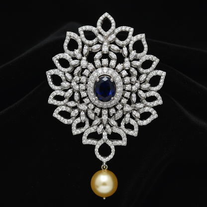 Diamond pendent Pure Silver jewelry Indian ,diamond Necklace,Indian Necklace,swarovski diamond pendent,diamond set-NIHIRA-SHABURIS