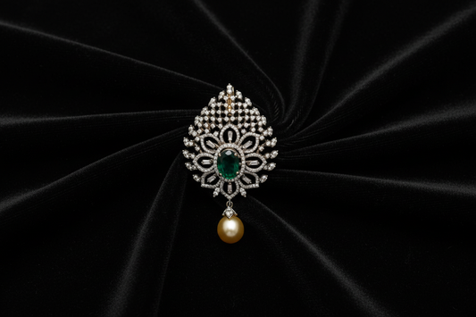 Diamond pendent Pure Silver jewelry Indian ,diamond Necklace,Indian Necklace,swarovski diamond pendent,diamond set-NIHIRA-SHABURIS