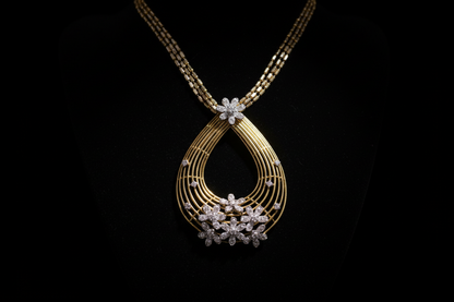Diamond pendent Pure Silver jewelry Indian ,diamond Necklace,Indian Necklace,swarovski diamond pendent,diamond set-NIHIRA-SHABURIS