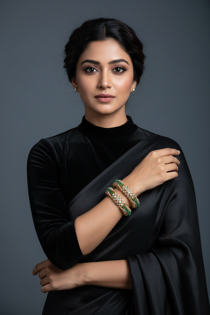 Diamond bangle,Pure Silver Jewelry Indian ,polki bangles,Indian bangles,Indian Bridal,Indian Wedding Jewelry-SHABURIS jewelry