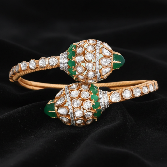 Diamond bangle,Pure Silver Jewelry Indian ,polki bangles,Indian bangles,Indian Bridal,Indian Wedding Jewelry-SHABURIS jewelry