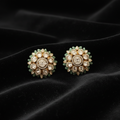 Polki Studs Polki Earrings Cocktail Earrings Diamond Studs Diamond Earrings Simple Studs Pearl Studs 925 Silver Earrings Silver Jewelry - SHABURIS