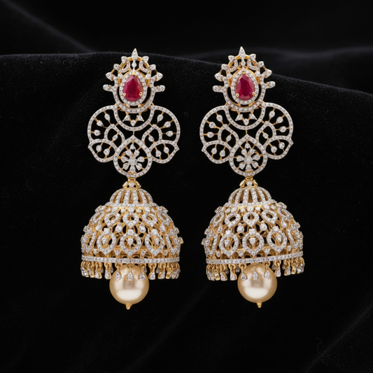 Polki Studs Polki Earrings Cocktail Earrings Diamond Studs Diamond Earrings Simple Studs Pearl Studs 925 Silver Earrings Silver Jewelry - SHABURIS