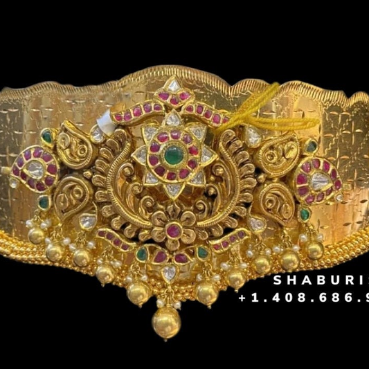 Kids Vaddanam,South Indian Jewelry,Vaddanam,Kids Vaddanam,hip chain,diamond vaddanam,pure Silver indian jewelry - NIHIRA - SHABURIS