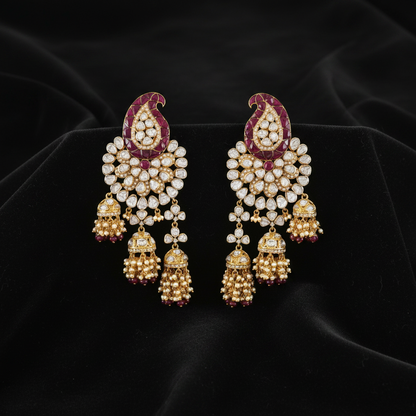 Polki Studs Polki Earrings Cocktail Earrings Diamond Studs Diamond Earrings Simple Studs Pearl Studs 925 Silver Earrings Silver Jewelry - SHABURIS