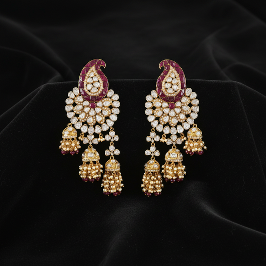 Polki Studs Polki Earrings Cocktail Earrings Diamond Studs Diamond Earrings Simple Studs Pearl Studs 925 Silver Earrings Silver Jewelry - SHABURIS