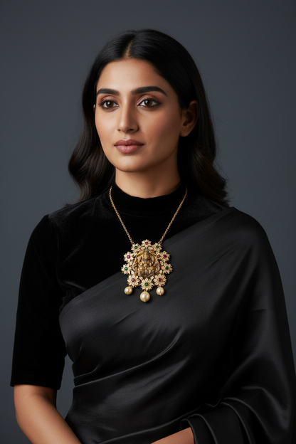 Lakshmi Pendent choker,jali work,vinayaka antique jewelry,jaali work chain,lyte weight choker necklace,lord ganesha
