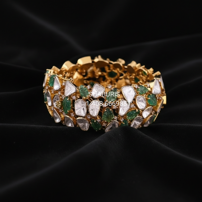 Polki bangles polki Jewelry,Pure Silver Jewellery Indian ,diamond bangles kundan jewelry,south indian bridal jewelry-NIHIRA-SHABURIS
