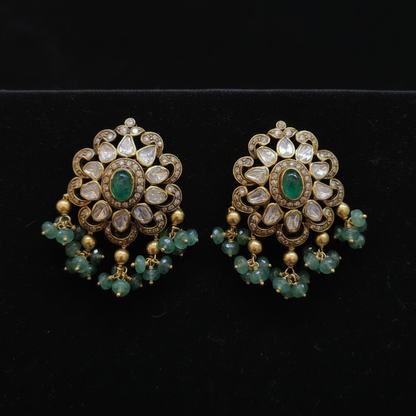 Polki Studs Polki Earrings Cocktail Earrings Diamond Studs Diamond Earrings Simple Studs Pearl Studs 925 Silver Earrings Silver Jewelry - SHABURIS