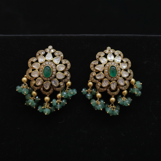 Polki Studs Polki Earrings Cocktail Earrings Diamond Studs Diamond Earrings Simple Studs Pearl Studs 925 Silver Earrings Silver Jewelry - SHABURIS