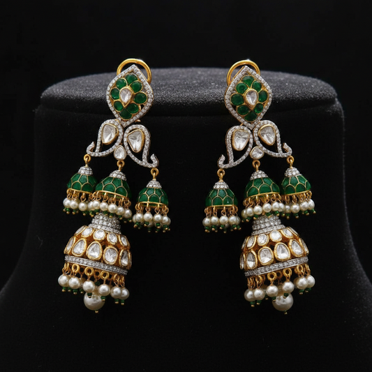 Polki Studs Polki Earrings Cocktail Earrings Diamond Studs Diamond Earrings Simple Studs Pearl Studs 925 Silver Earrings Silver Jewelry - SHABURIS